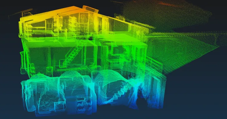 Nuage de points LiDAR d'un bâtiment