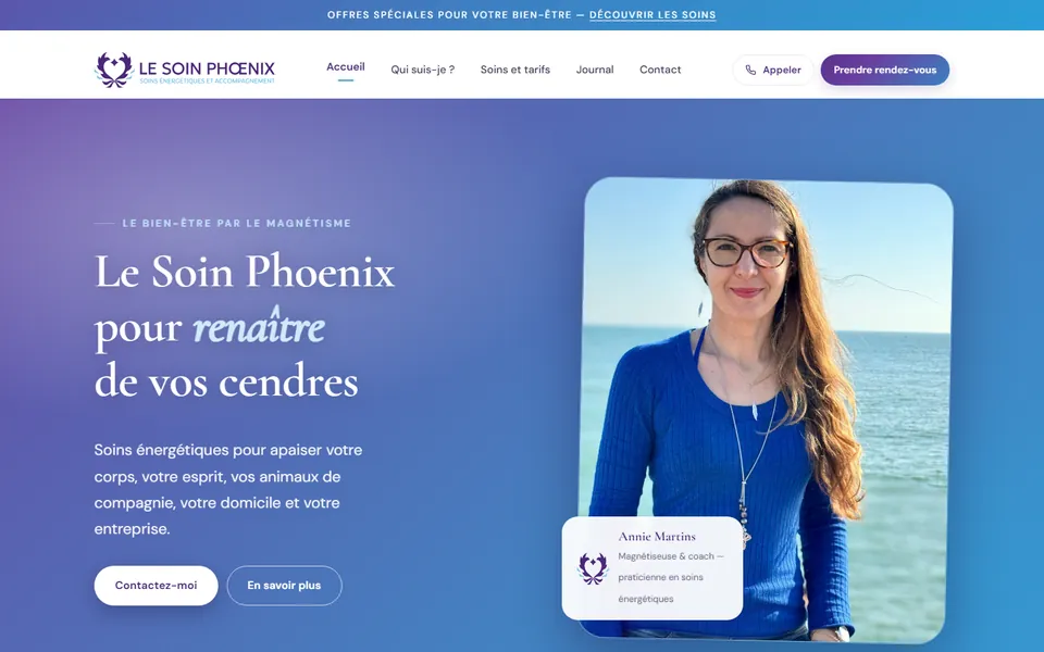 Page d'accueil du site Le Soin Phoenix