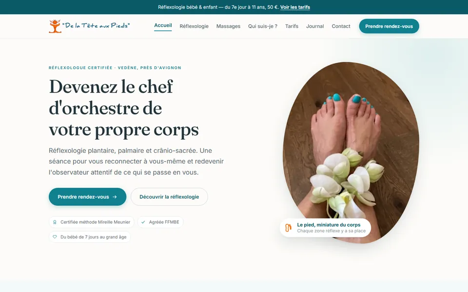 Page d'accueil du site De la Tête aux Pieds