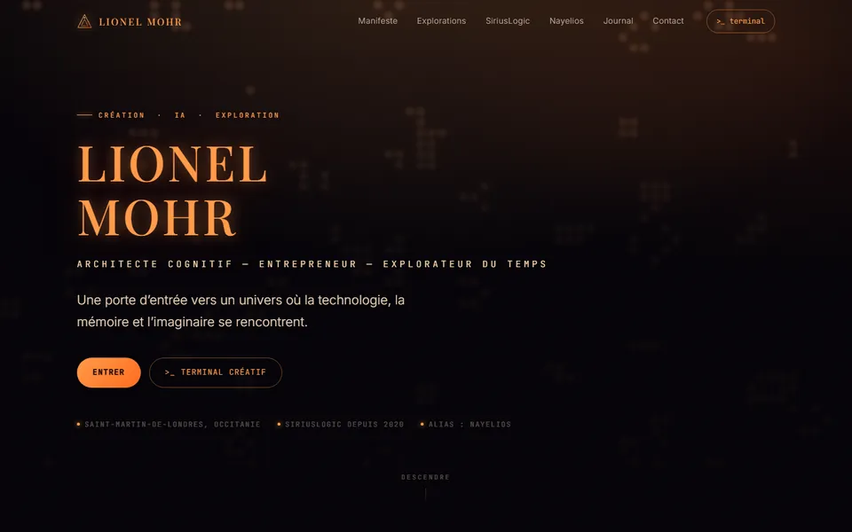 Page d'accueil du site lionelmohr.fr